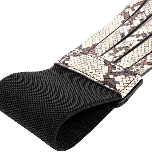 Womens Faux Leather 5 Metal Rings Wide Waist Belt